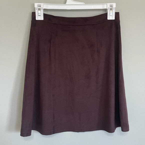 Charlotte Russe Faux Suede Brown Zipper A-line Skirt - Picture 2 of 9